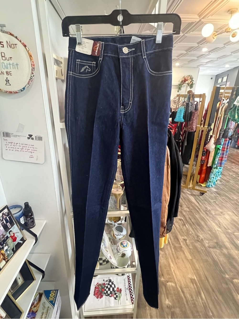 Jordache vintage Dark Blue Skinny Jeans with Contrast Stitching NWT